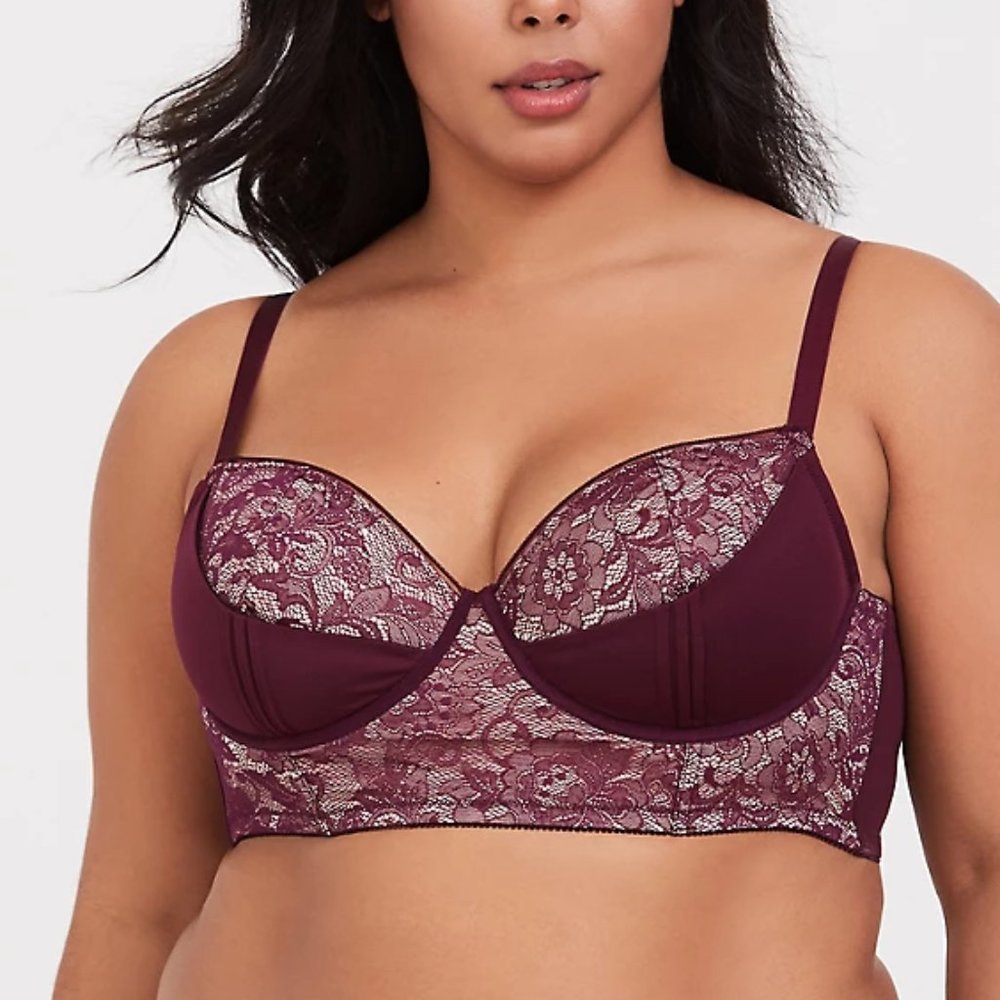 MICROFIBER & LACE LONGLINE UNDERWIRE BRALETTE